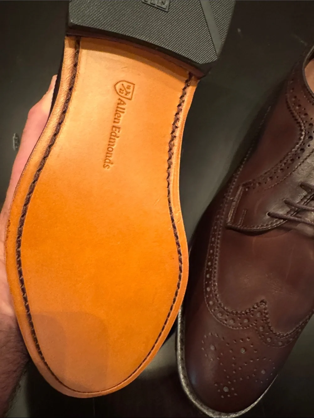 Allen Edmonds McGregor Men's Wingtip Derbys Dark Brown Leather - Never Worn 12D